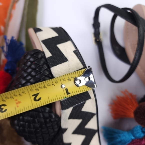 Kate Spade Black Woven Platform Sandal Wedges with Tassels Sz 6m - Picture 8 of 14